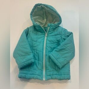 6/$20 Teal Quilted Hooded Jacket spring fall size 3T